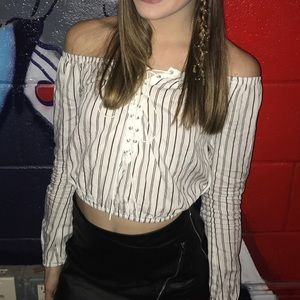 Off the shoulder striped crop top from Windsor
